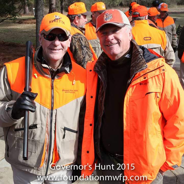 Two Older Gentlemen with Orange Hunting Gear at MS Governor's Hunt 2015