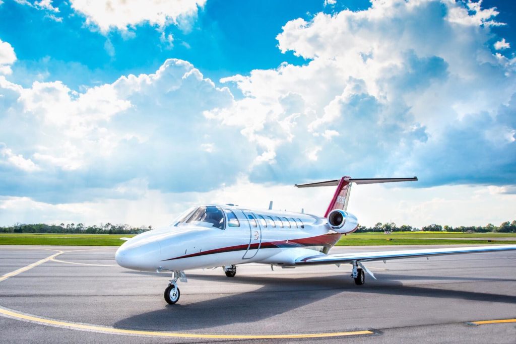 Cessna Citation CJ3 on Tarmac with Bright Blue Sky