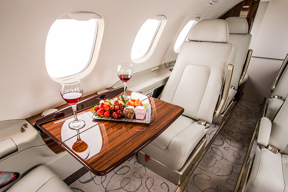 Phenom 300 Interior with Wine