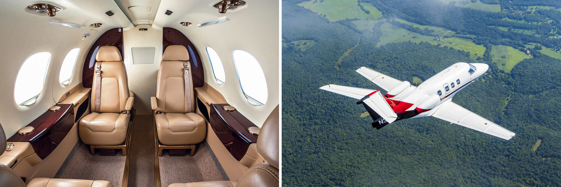 Embraer Phenom 100 Interior and Aerial