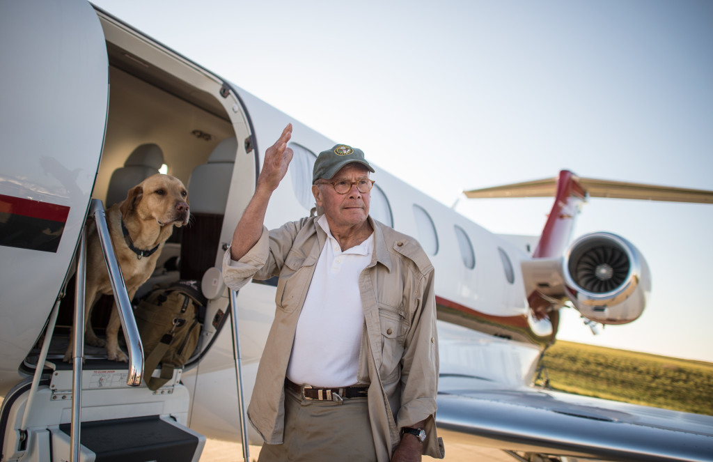 Tom Brokaw and Red Boarding the Phenom 300