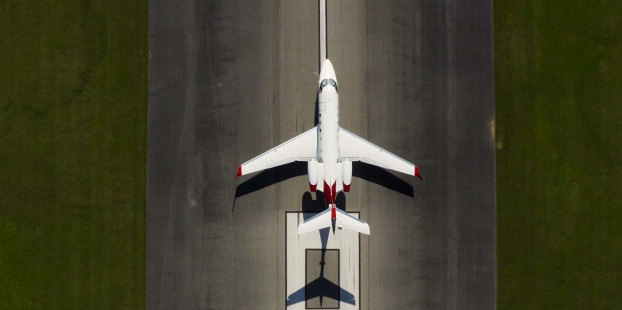 Aerial View of Jet on Runway