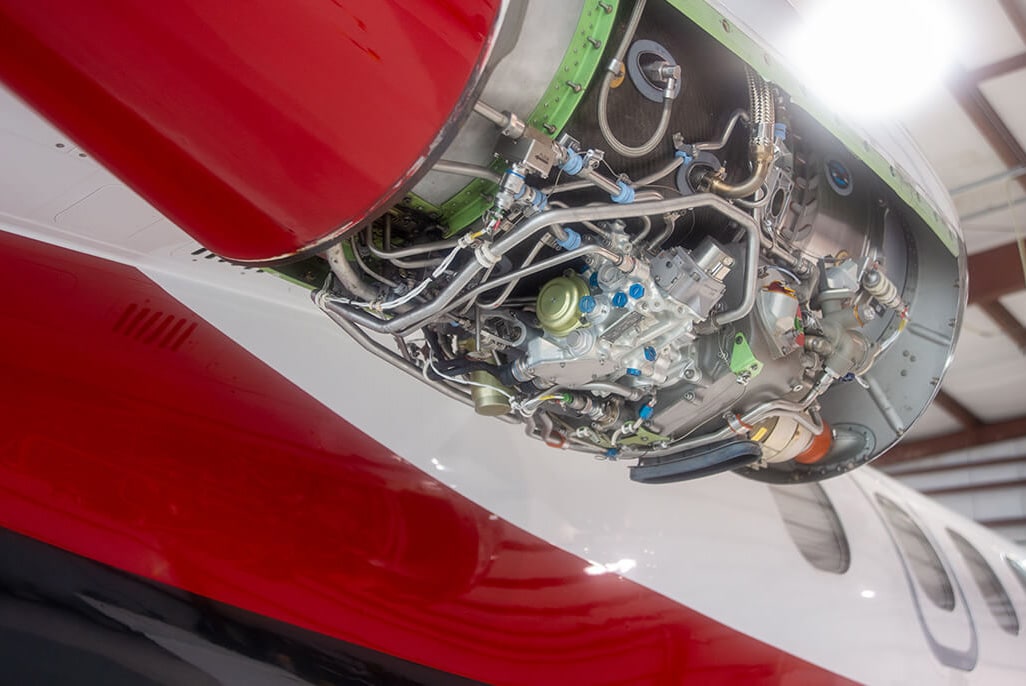 An open NICHOLAS AIR aircraft engine